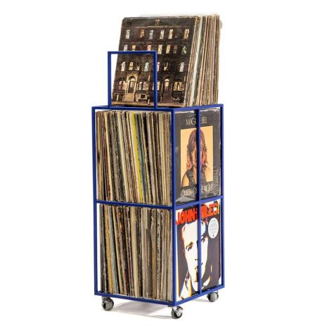 Металевий контейнер для зберігання платівок трирівневий (синій)