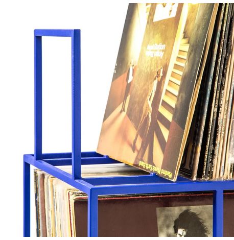 Металевий контейнер для зберігання платівок трирівневий (синій)