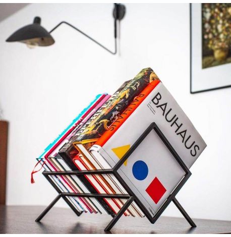 Металева стійка для зберігання платівок або книг "Ромб 60" (чорна)