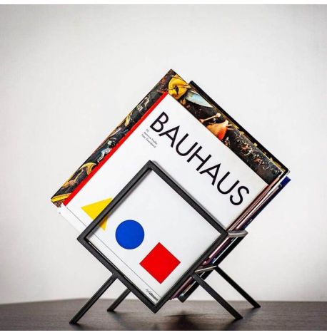 Металева стійка для зберігання платівок або книг "Ромб 60" (чорна)