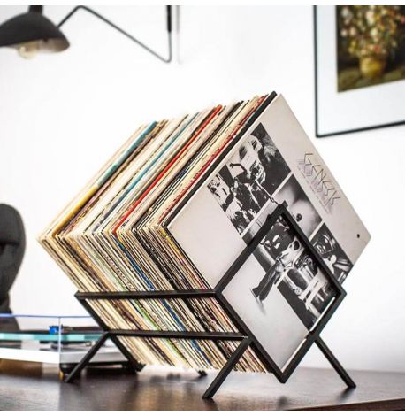 Металева стійка для зберігання платівок або книг "Ромб 60" (чорна)