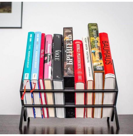 Металева стійка для зберігання платівок або книг "Ромб 60" (чорна)