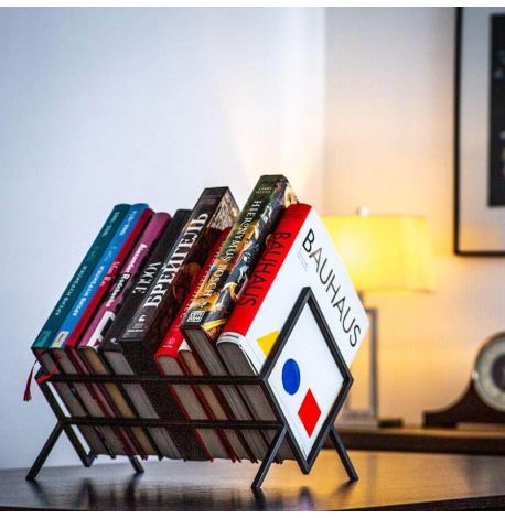 Металева стійка для зберігання платівок або книг "Ромб 60" (чорна)
