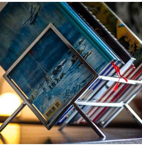 Металева стійка для зберігання платівок або книг «Ромб 60» (нержавіюча сталь)