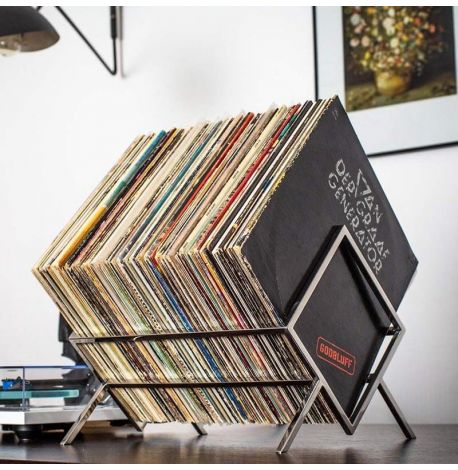 Металева стійка для зберігання платівок або книг «Ромб 60» (нержавіюча сталь)