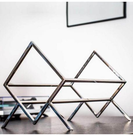 Металева стійка для зберігання платівок або книг «Ромб 60» (нержавіюча сталь)