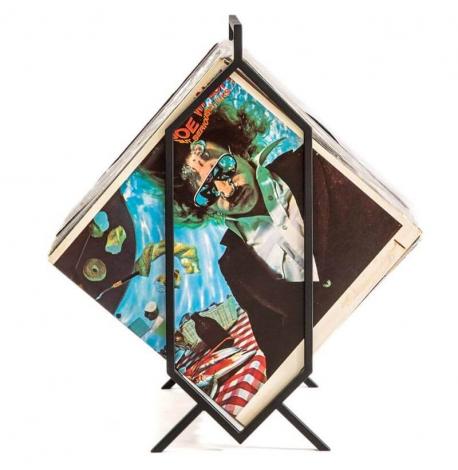 Металева стійка для зберігання вінілових платівок «Ромб» з ручкою