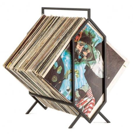 Металева стійка для зберігання вінілових платівок «Ромб» з ручкою