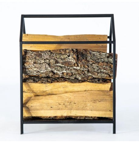 Металлическая дровница "Домик" (черная)