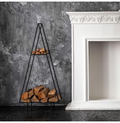 Металева дровниця "Ялинка" з полицею