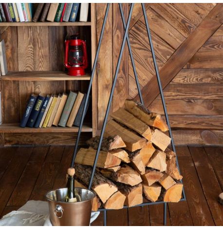 Металлическая дровница высокая треугольная "Елка"