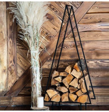 Металлическая дровница высокая треугольная "Елка"