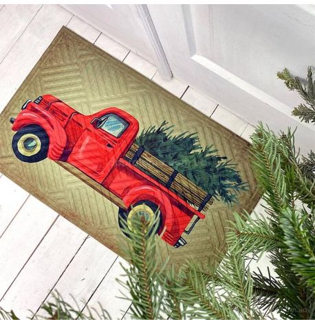 Коврик придверный «Машина с елкой»