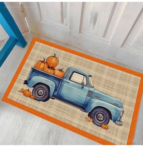 Килимок придверний «Вантажівка з гарбузами»