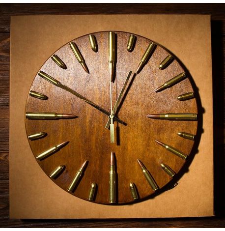 Настінний годинник з відстріляних куль та гільз "НАТО", 30 см