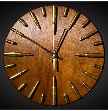 Настінний годинник з відстріляних куль та гільз "НАТО", 30 см