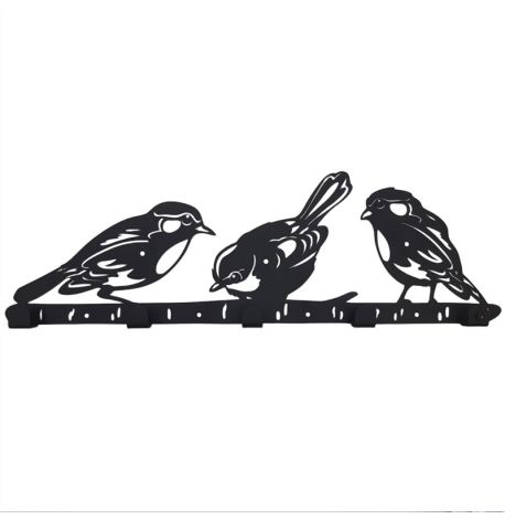 Настенная вешалка для одежды Birds (черная), 50х16 см