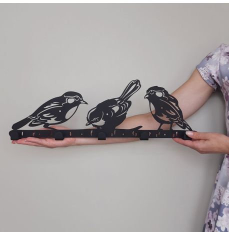 Настенная вешалка для одежды Birds (черная), 50х16 см