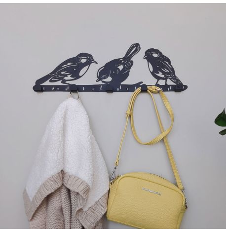 Настенная вешалка для одежды Birds (черная), 50х16 см