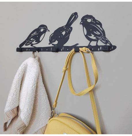 Настенная вешалка для одежды Birds (черная), 50х16 см
