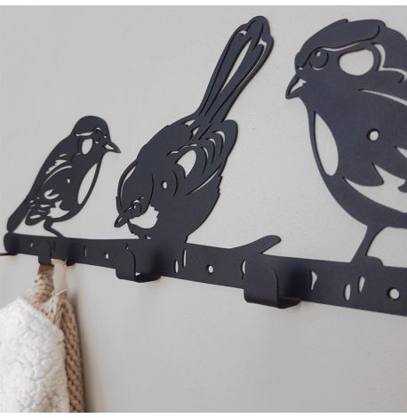 Настенная вешалка для одежды Birds (черная), 50х16 см