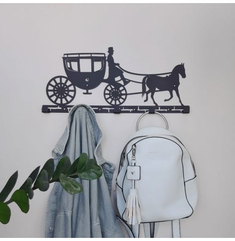 Настінна вішалка для одягу Carriage (чорна), 52х22 см