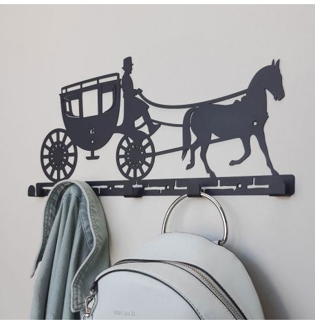 Настінна вішалка для одягу Carriage (чорна), 52х22 см