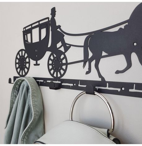 Настінна вішалка для одягу Carriage (чорна), 52х22 см