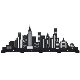 Настінна вішалка для одягу City (чорна), 50х18 см