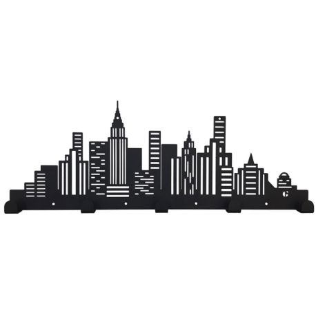 Настінна вішалка для одягу City (чорна), 50х18 см