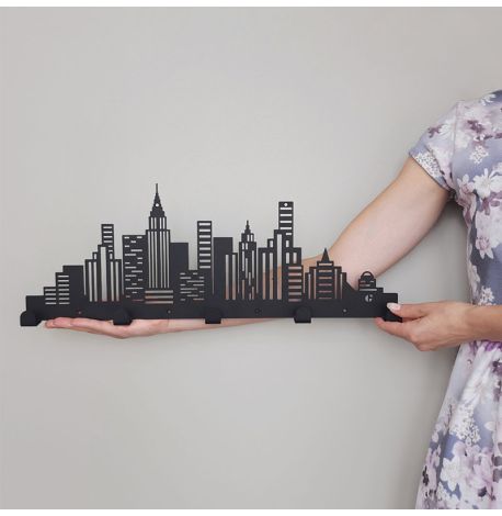 Настінна вішалка для одягу City (чорна), 50х18 см