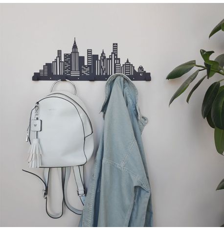 Настінна вішалка для одягу City (чорна), 50х18 см