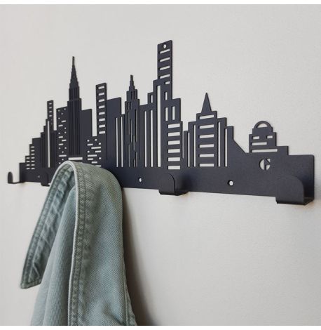 Настінна вішалка для одягу City (чорна), 50х18 см