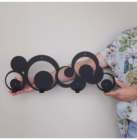 Настінна вішалка для одягу Disco (чорна), 50х18 см