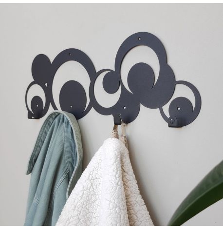 Настінна вішалка для одягу Disco (чорна), 50х18 см