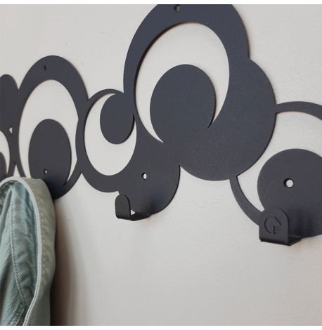 Настінна вішалка для одягу Disco (чорна), 50х18 см