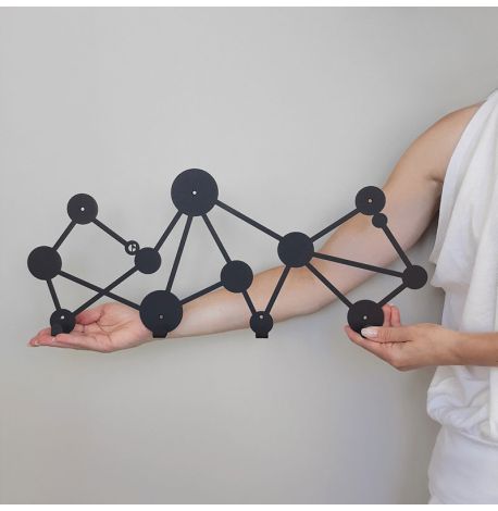 Настінна вішалка для одягу Dots (чорна), 50х21 см