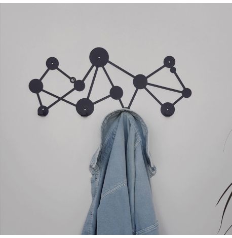 Настінна вішалка для одягу Dots (чорна), 50х21 см