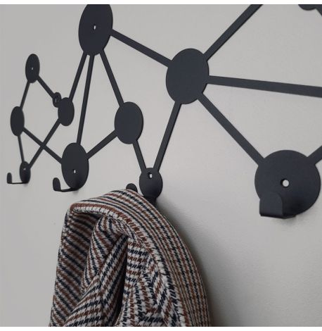 Настінна вішалка для одягу Dots (чорна), 50х21 см