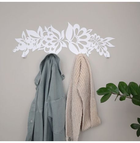 Настінна вішалка для одягу Folk (біла), 72х25 см