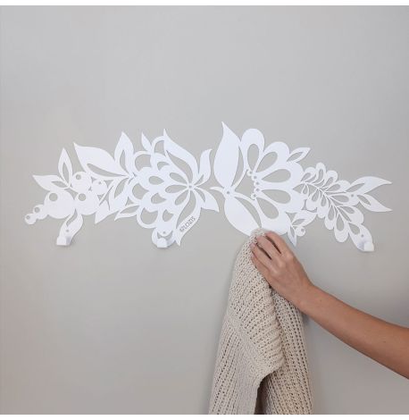 Настінна вішалка для одягу Folk (біла), 72х25 см