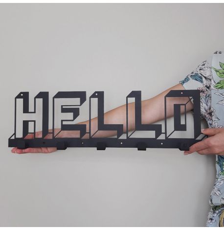 Настенная вешалка для одежды Hello (черная), 52х15 см