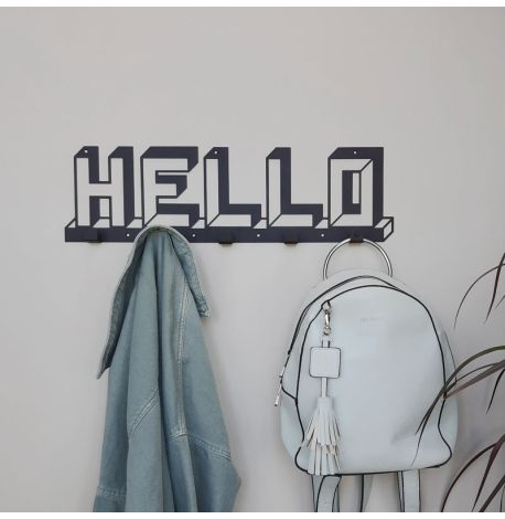 Настенная вешалка для одежды Hello (черная), 52х15 см