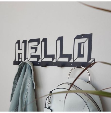 Настенная вешалка для одежды Hello (черная), 52х15 см