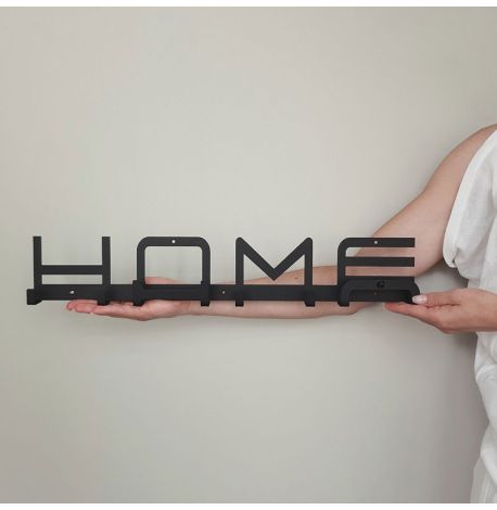 Настінна вішалка для одягу Home (чорна), 50х9 см