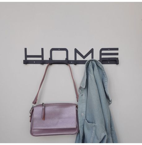 Настінна вішалка для одягу Home (чорна), 50х9 см