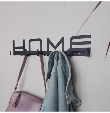 Настінна вішалка для одягу Home (чорна), 50х9 см