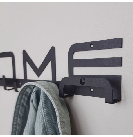 Настінна вішалка для одягу Home (чорна), 50х9 см