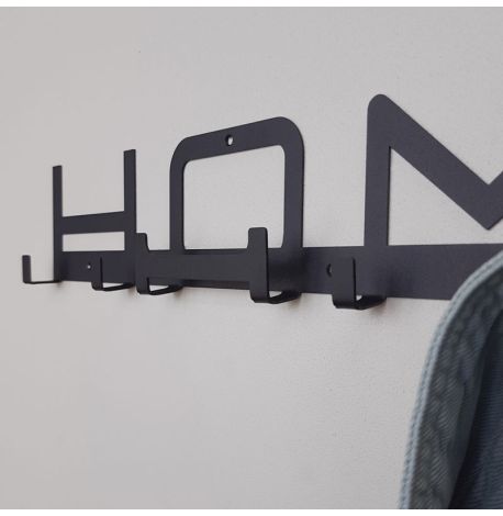 Настінна вішалка для одягу Home (чорна), 50х9 см