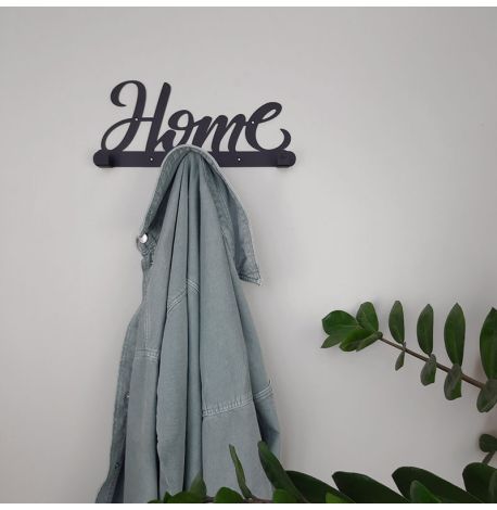 Настінна вішалка для одягу Home S (чорна), 30х13 см